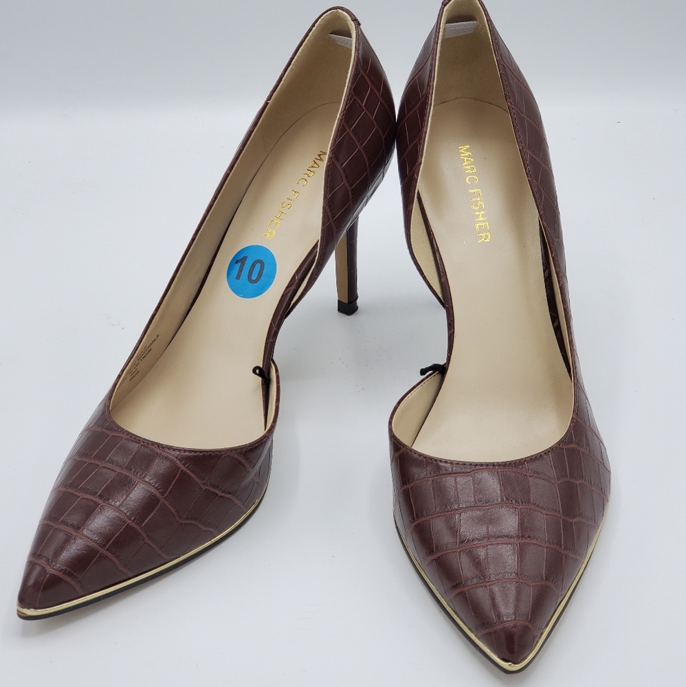 MARC FISHER BROWN HEEL WOMEN SHOES SZ 10